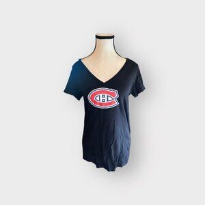 Women’s NHL Officially Licensed XL Black Montreal Canadiens Hockey Logo V Neck